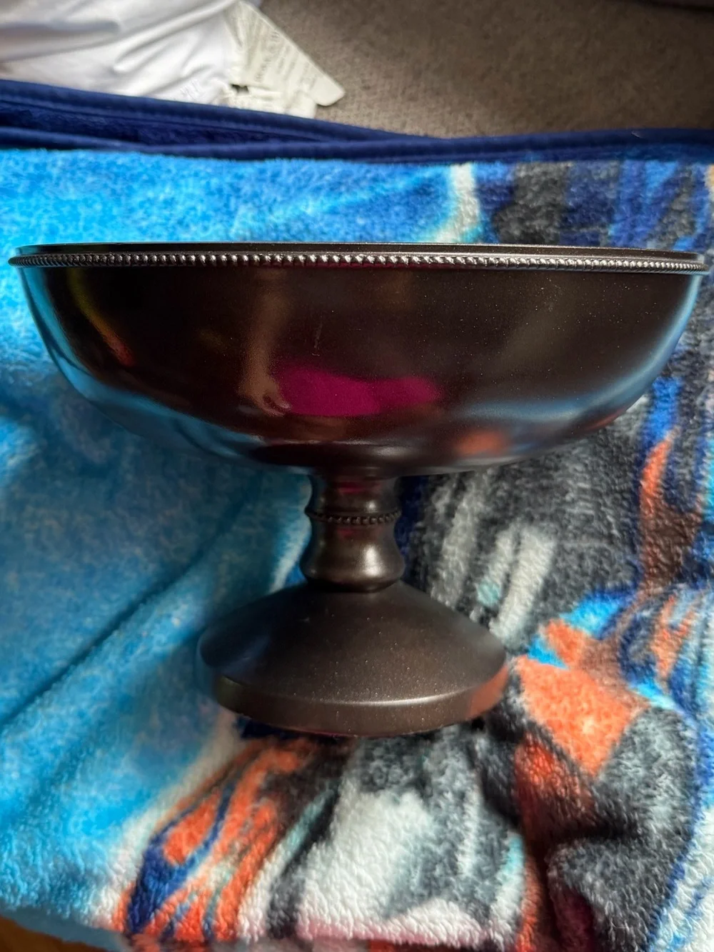 Small pottery barn Pedestal Bowl — Dark Bronze Decorative Centerpiece